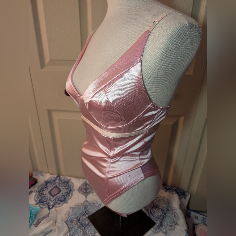 satin sleek + bright pink | barbie bodysuit size M